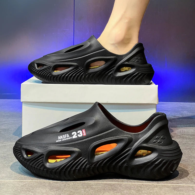 nut Themed Men's Summer 2024 Sports Driving Sandals Outdoor Wear Anti-Slip Beach oes Breathable Slip-On EVA Material