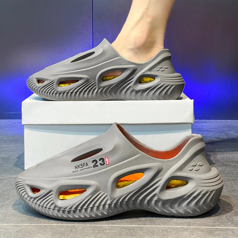 nut Themed Men's Summer 2024 Sports Driving Sandals Outdoor Wear Anti-Slip Beach oes Breathable Slip-On EVA Material